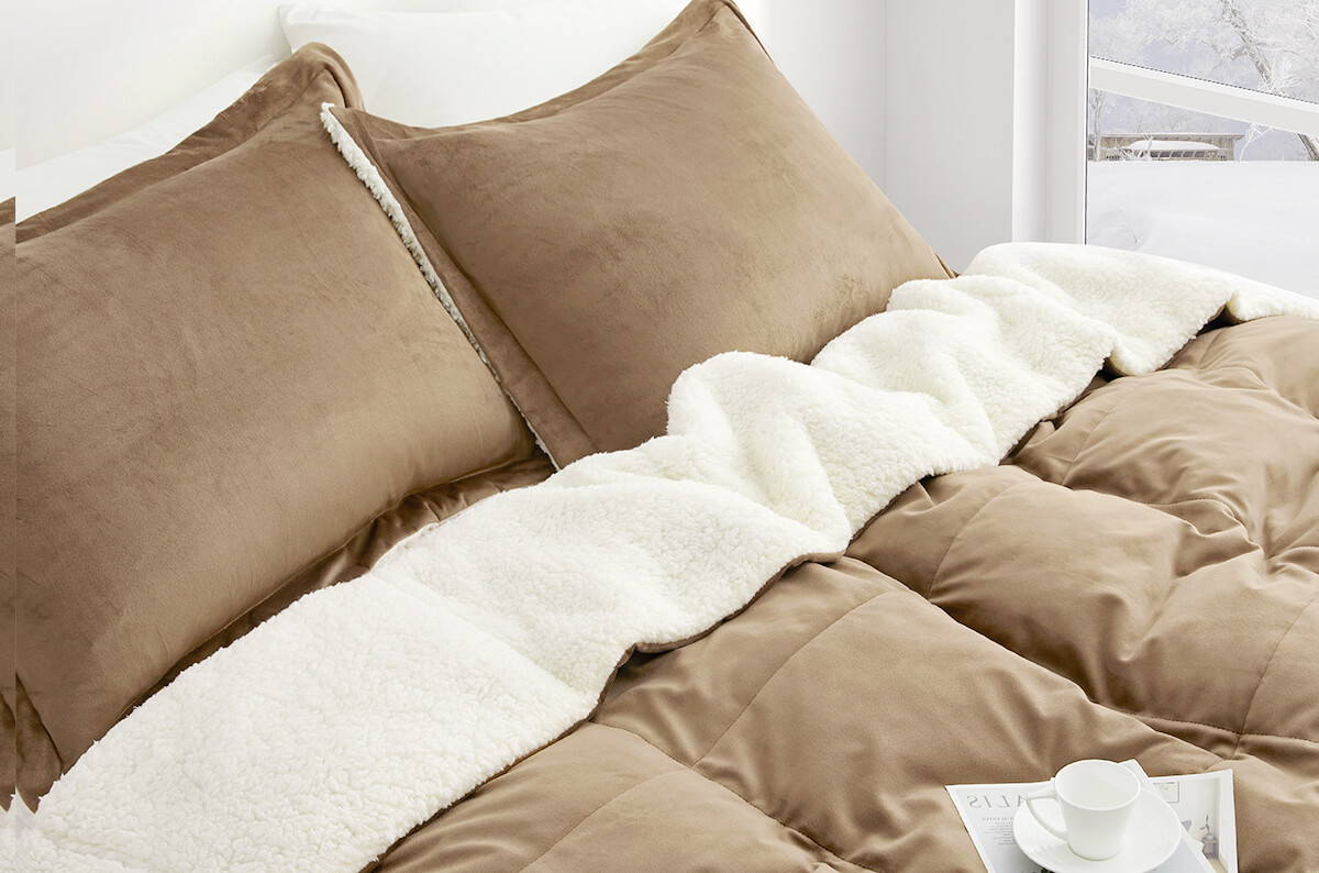 3Piece Plush to Sherpa Down Alternative Comforter Set PeaceNest